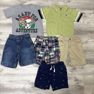 Clothes Lot Boys 3T 6pc Retro Polo Madras Shorts Peanuts T Shirt Chinos Denim